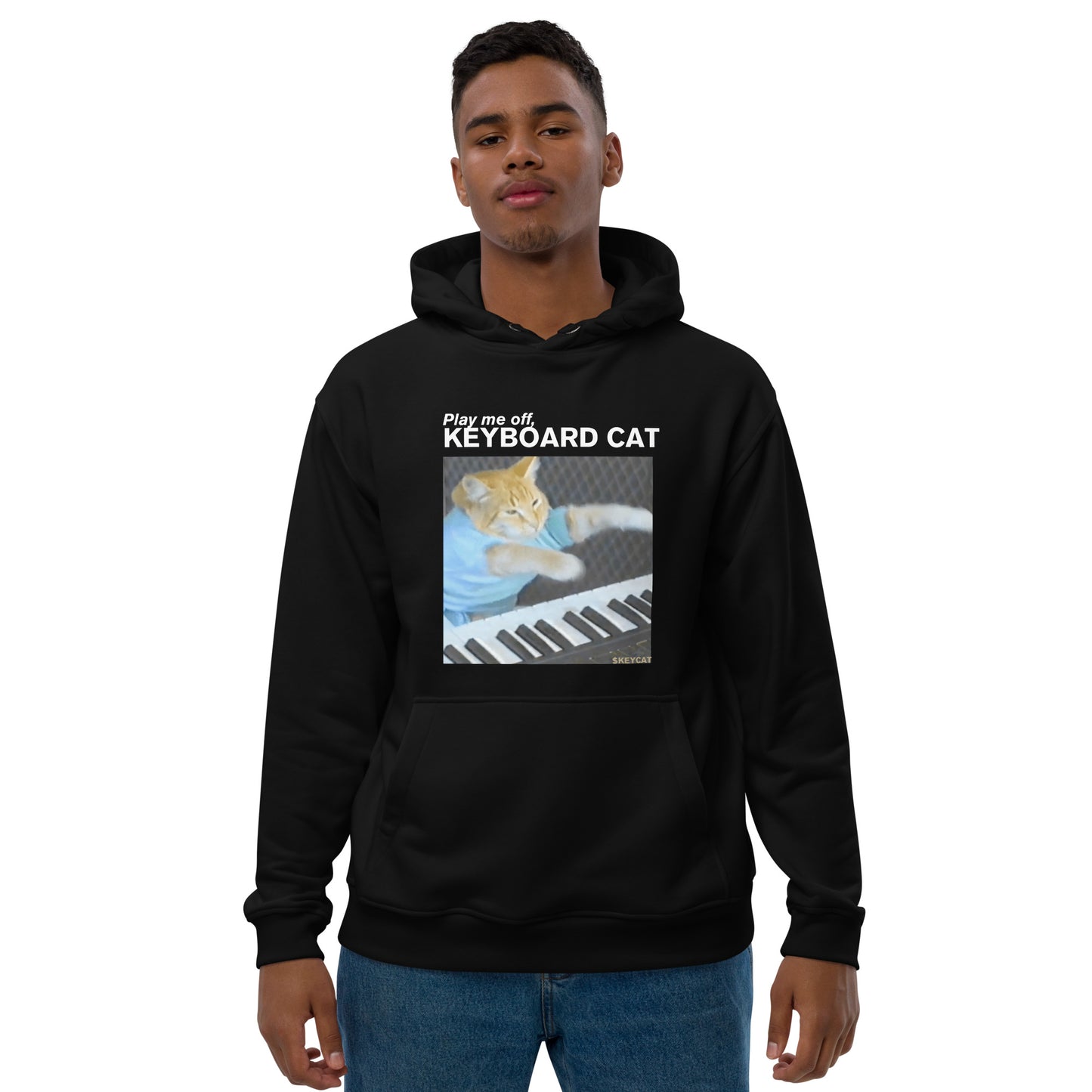 keyboard cat hoodie w/ qr code to dexscreener